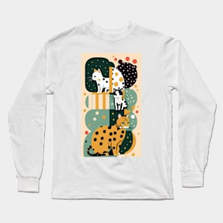 Dot-Dash Cat: Dynamic Polka Dot Design Long Sleeve T-Shirt